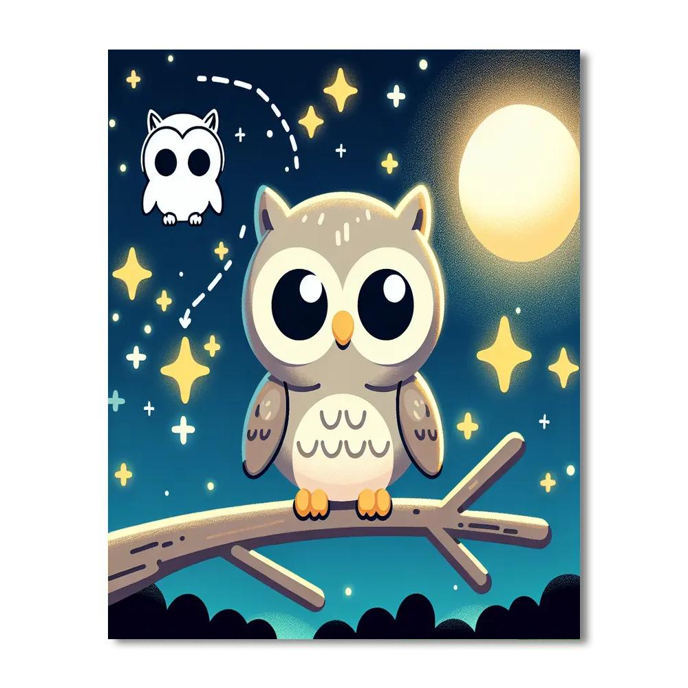 Moonlit Owl's Nighttime Wonders Paint By Numbers Art
