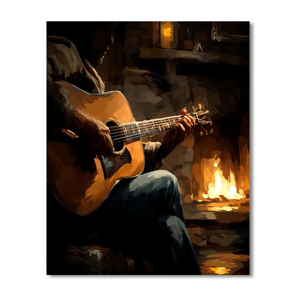 Music By The Fire Number Painting