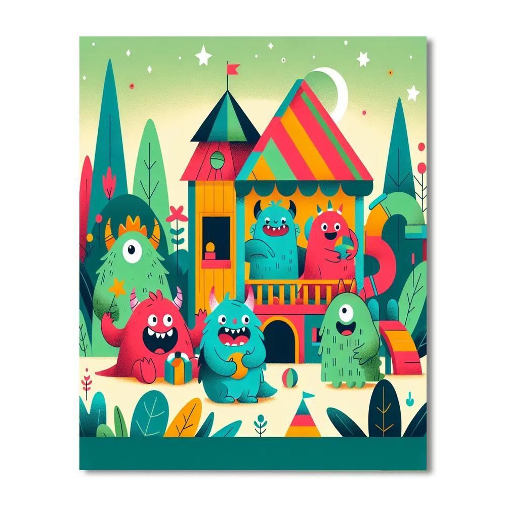 Friendly Monsters' Playhouse Painting By Numbers Kit