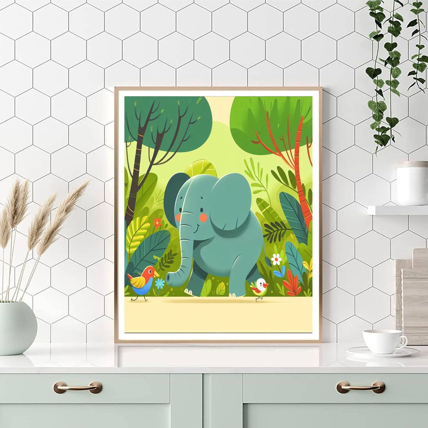 Courageous Elephant's Jungle Journey Painting Number Kit