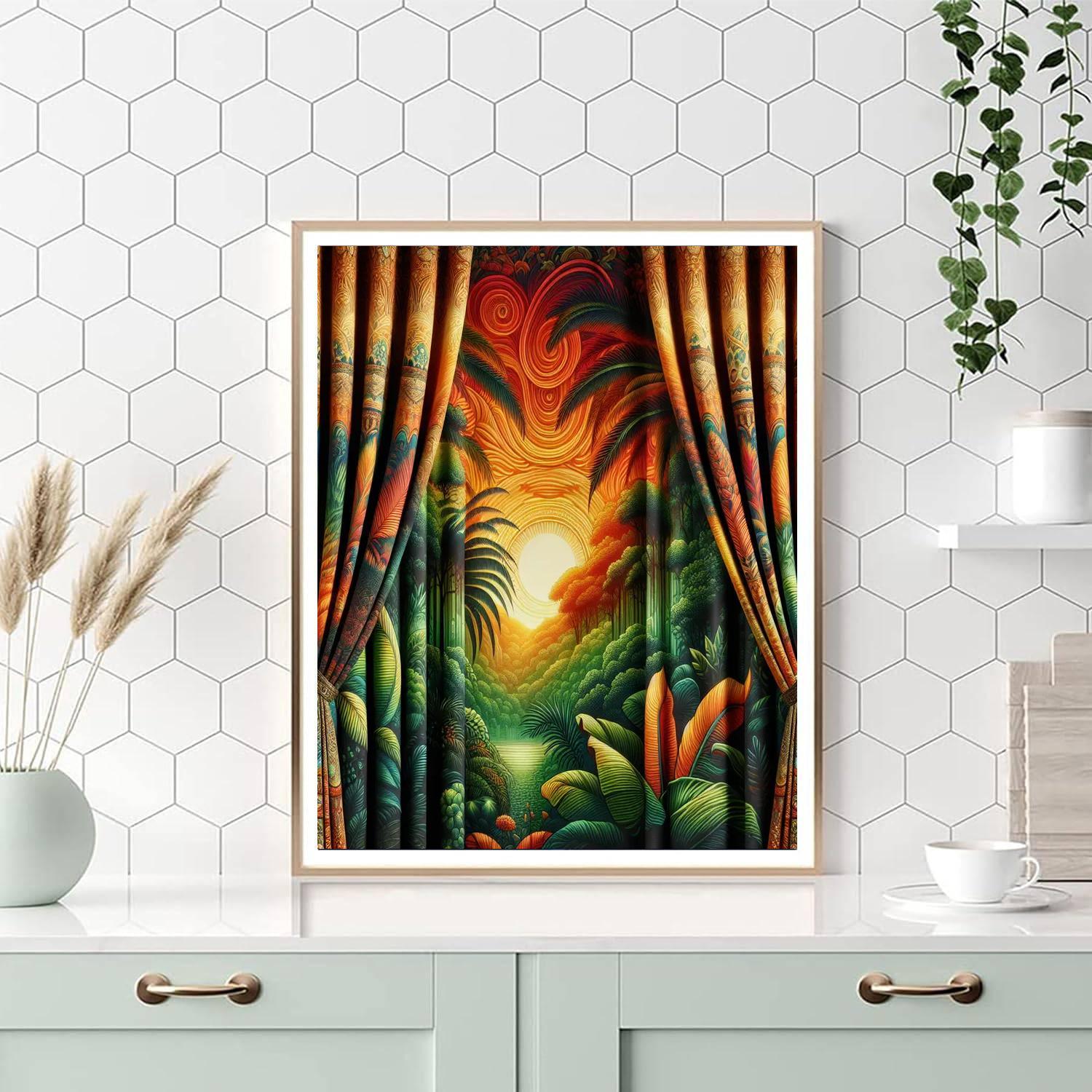 Tropical Oasis Curtains Paint By Number