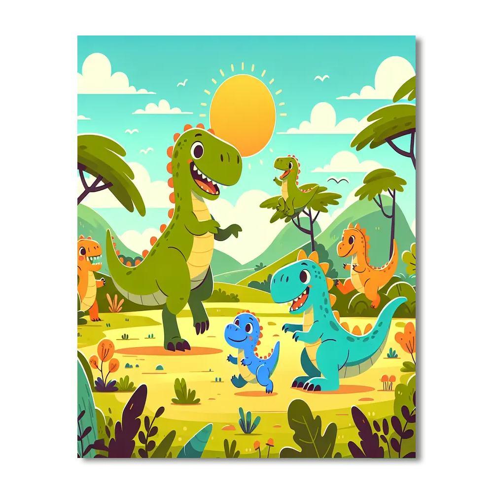 Colorful Dino Friends Paint By Color