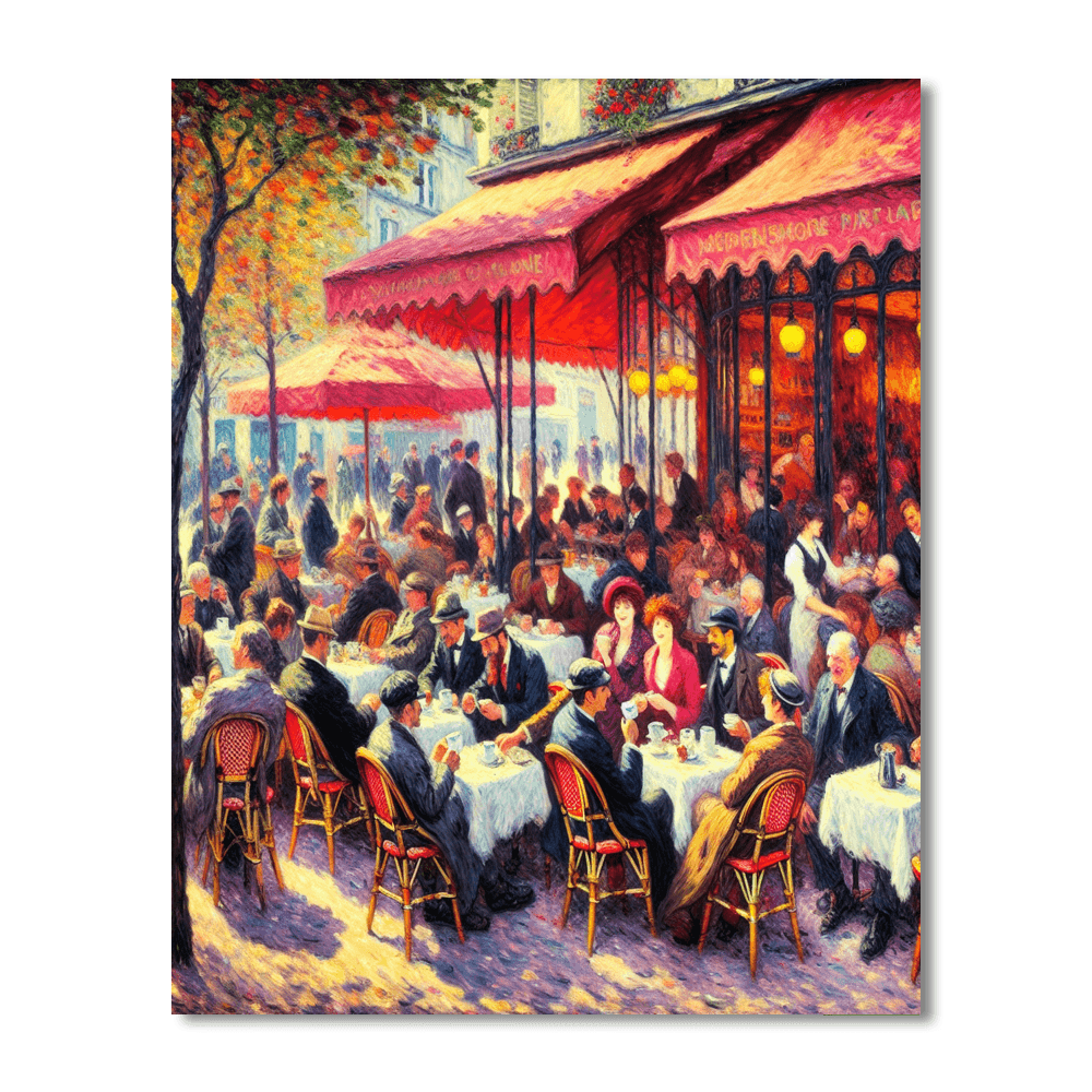 Chic Parisian Cafe Number Painting