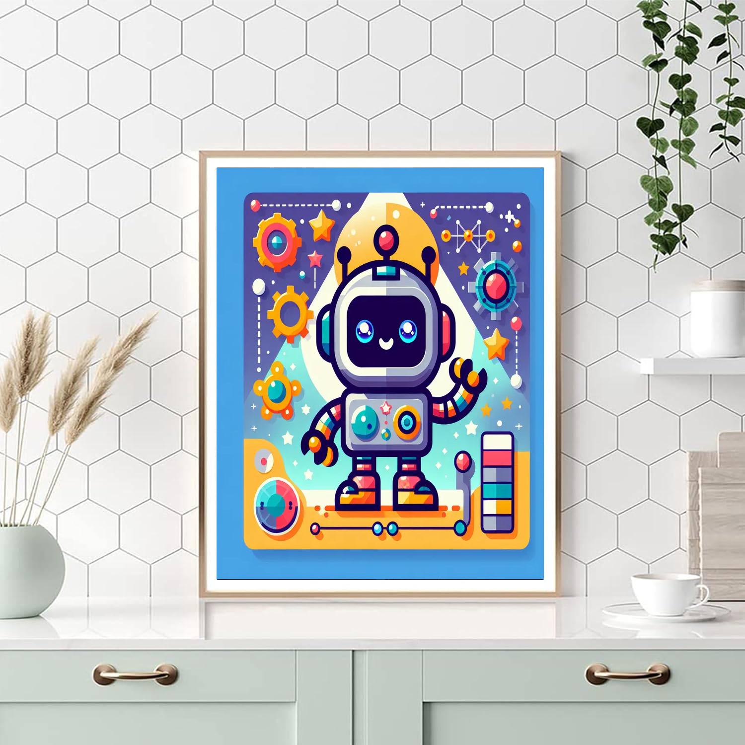 Charming Robot Buddy Numbered Painting Kits