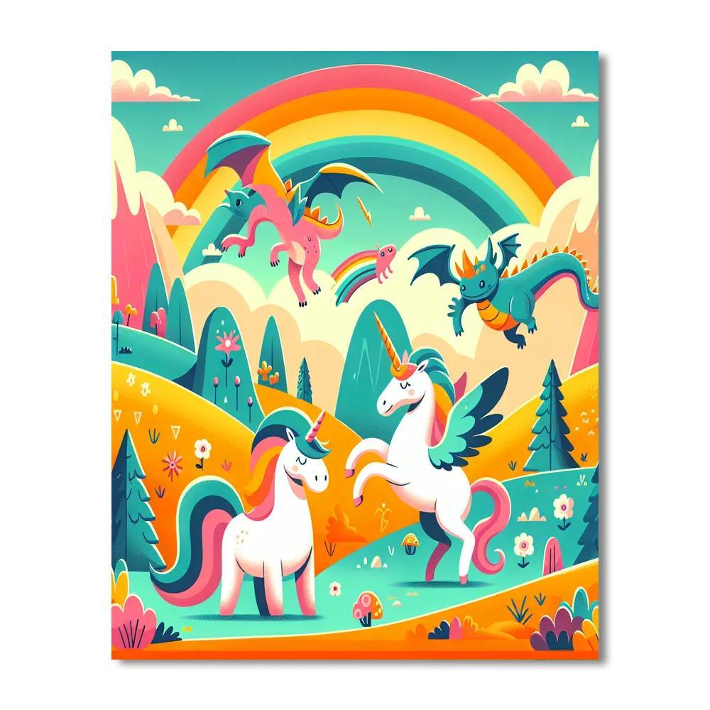Rainbow Magical Creatures DIY Paint By Numbers
