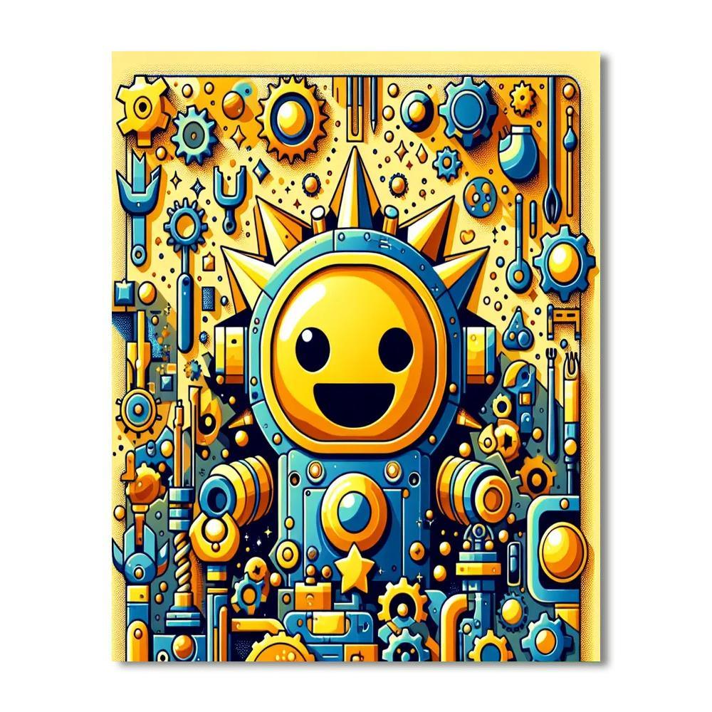 Friendly Little Robot DIY Paint By Numbers