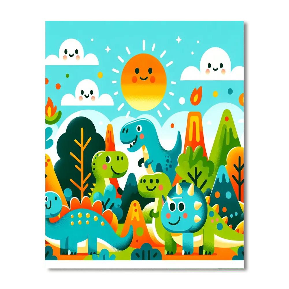 Cheerful Dino Days DIY Paint By Numbers