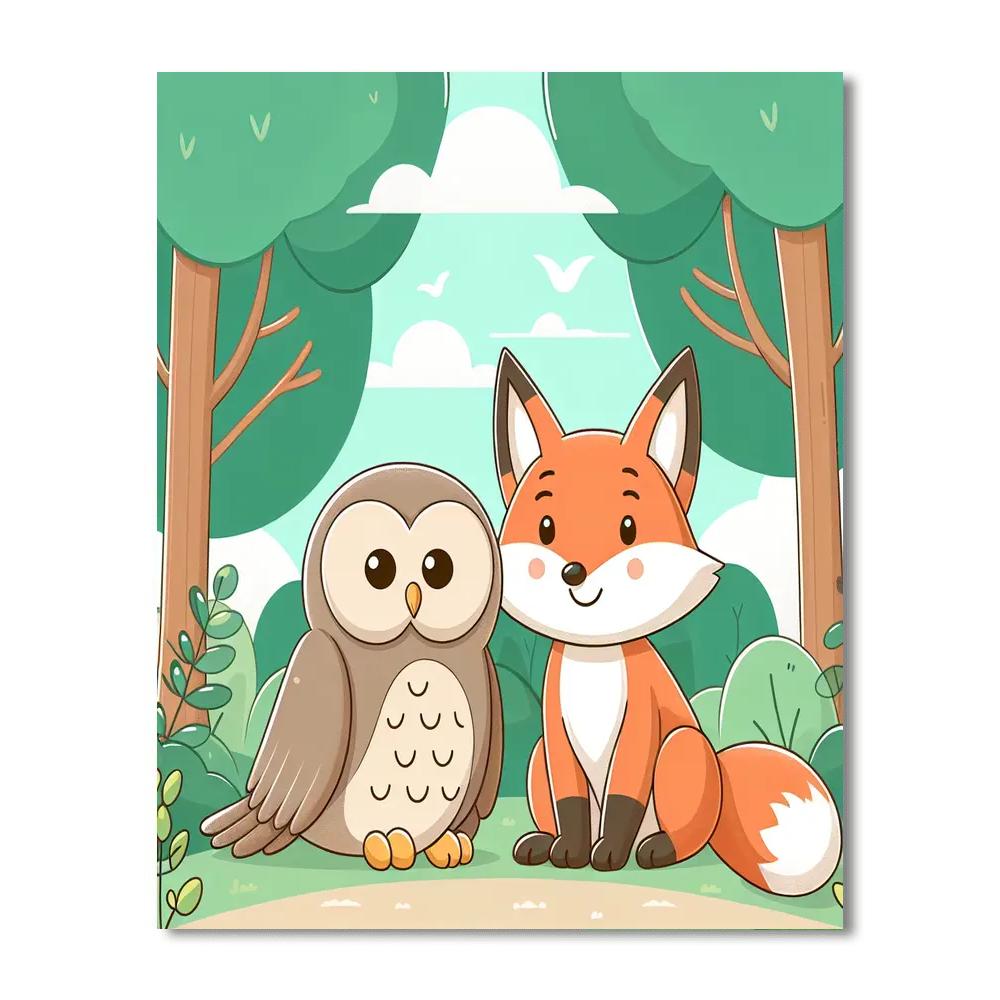 Cozy Forest Critters Gathering DIY Paint By Numbers