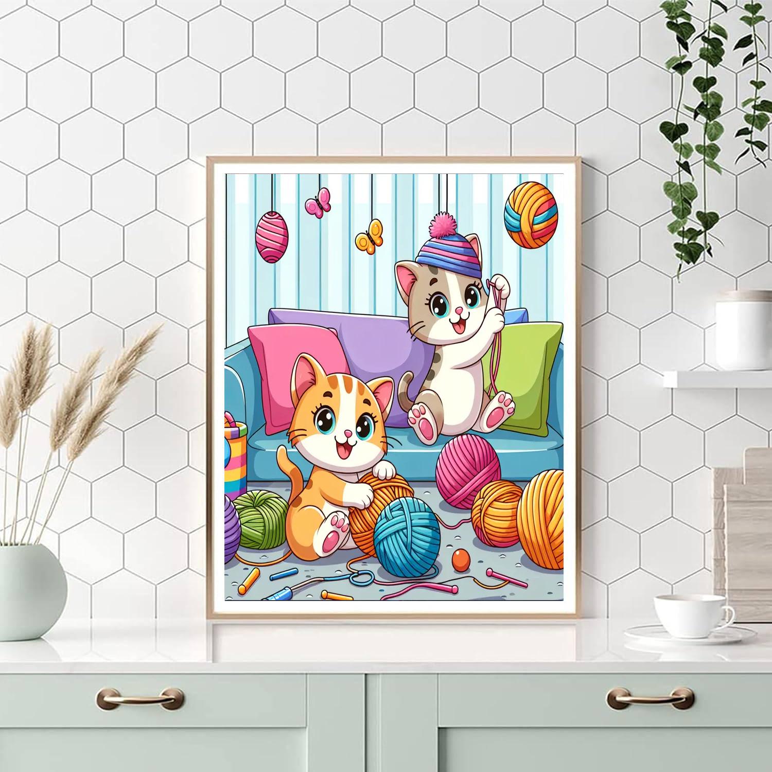 Cuddly Kittens Playing Numbered Painting Kits
