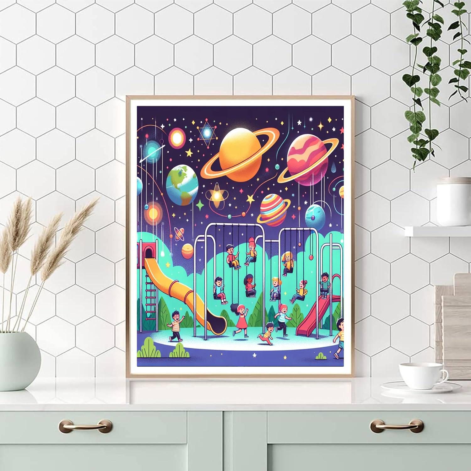 Solar System Playground Paint By Numbers Art
