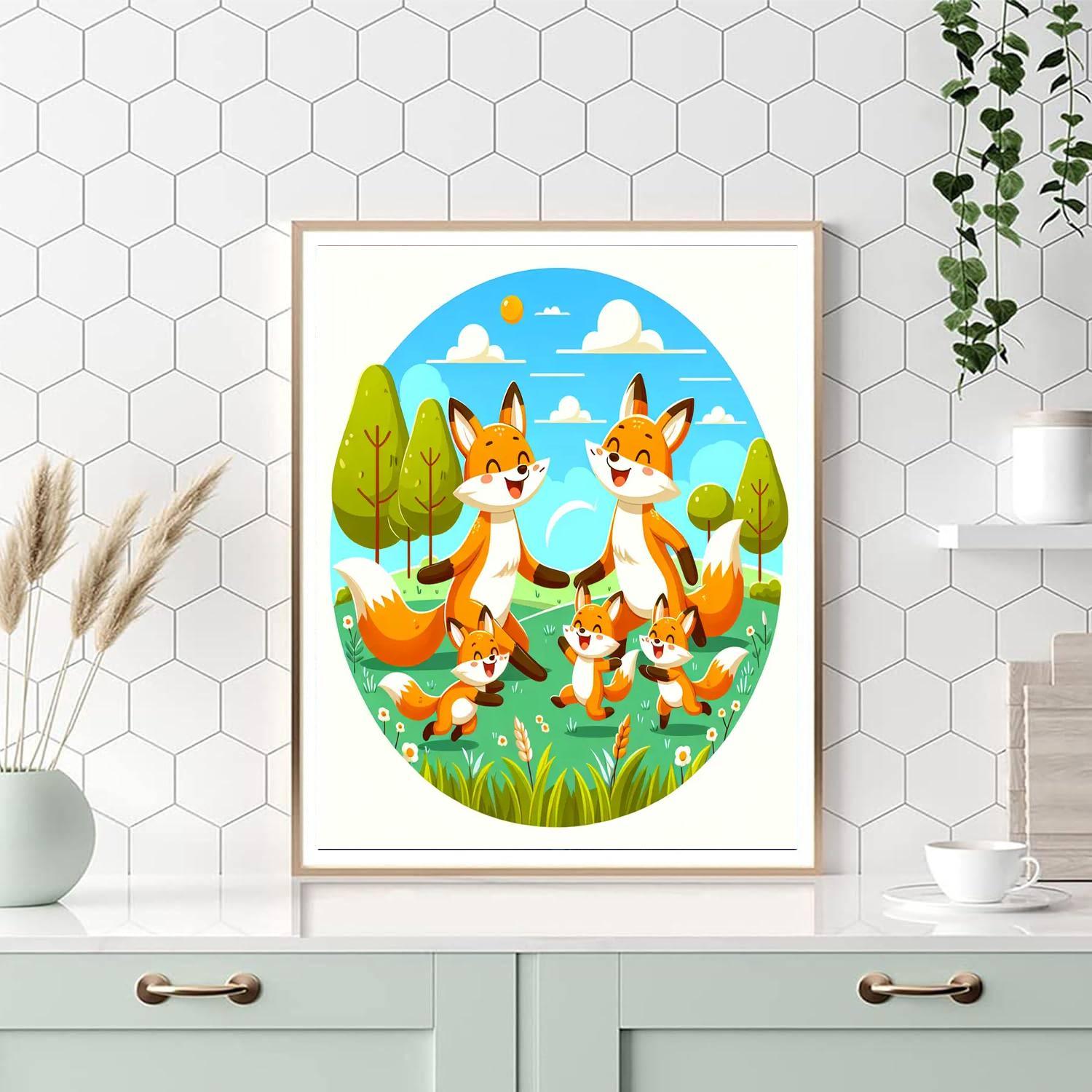 Frolicking Fox Family Paint By Numbers Art