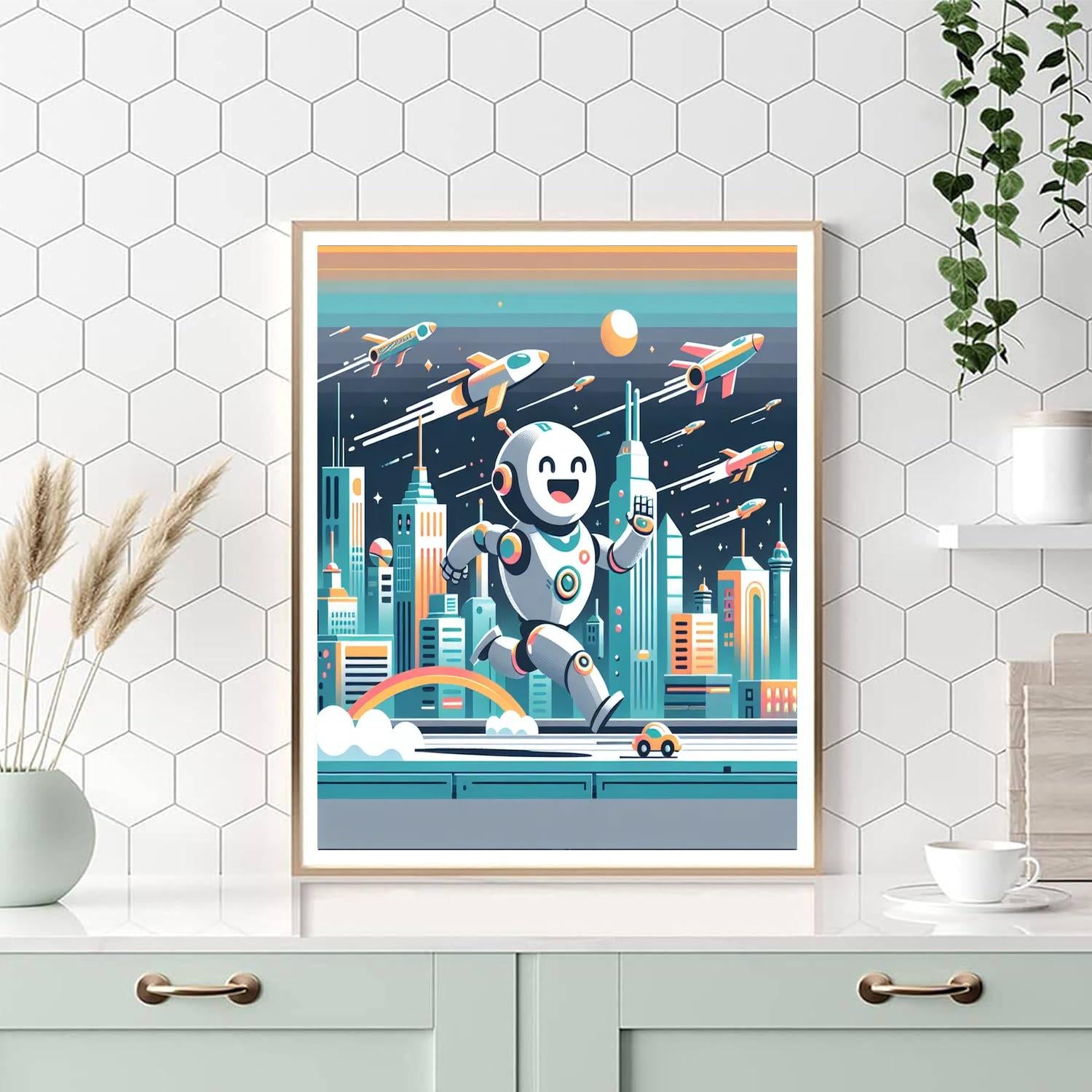 Robot's Futuristic Adventure Paint By Numbers Kits