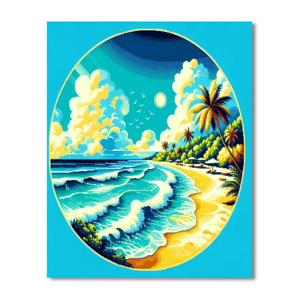 Vibrant Coastal Paradise Painting Number Kit