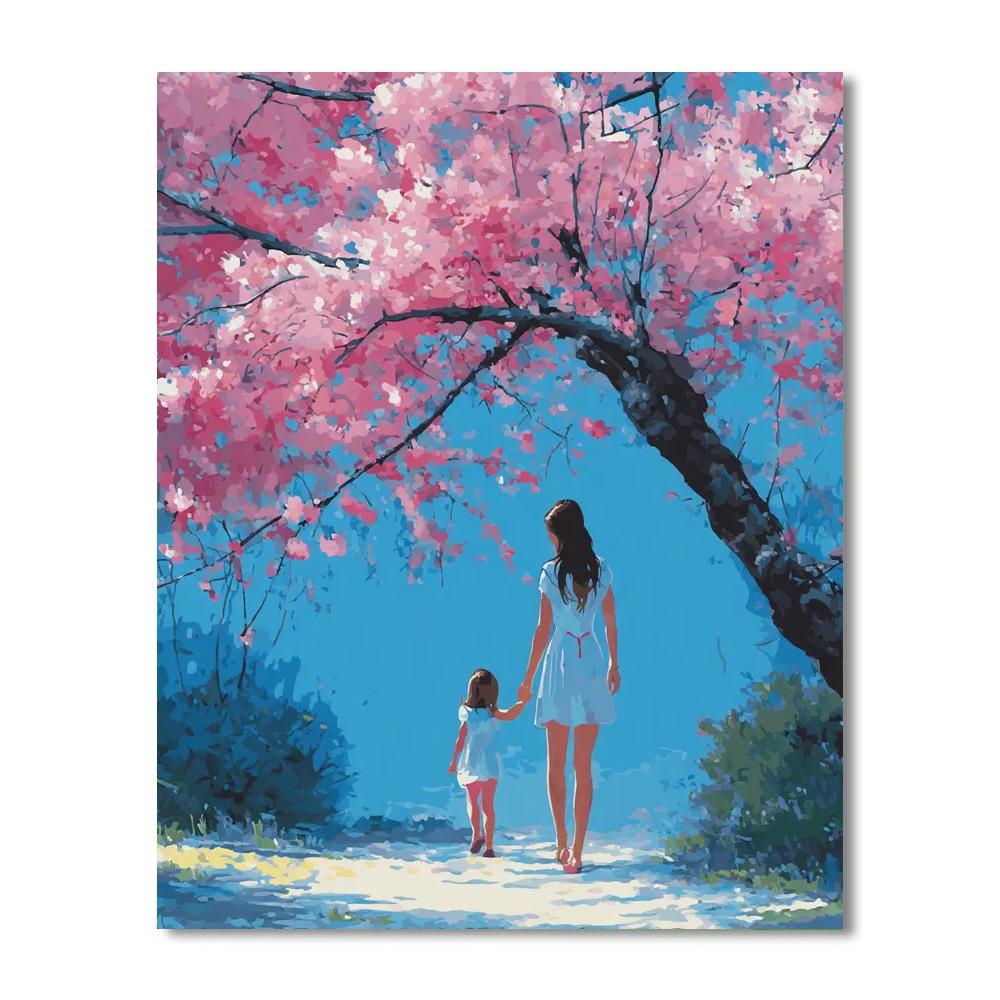 Motherly Care Under The Cherry Blossoms DIY Paint By Numbers