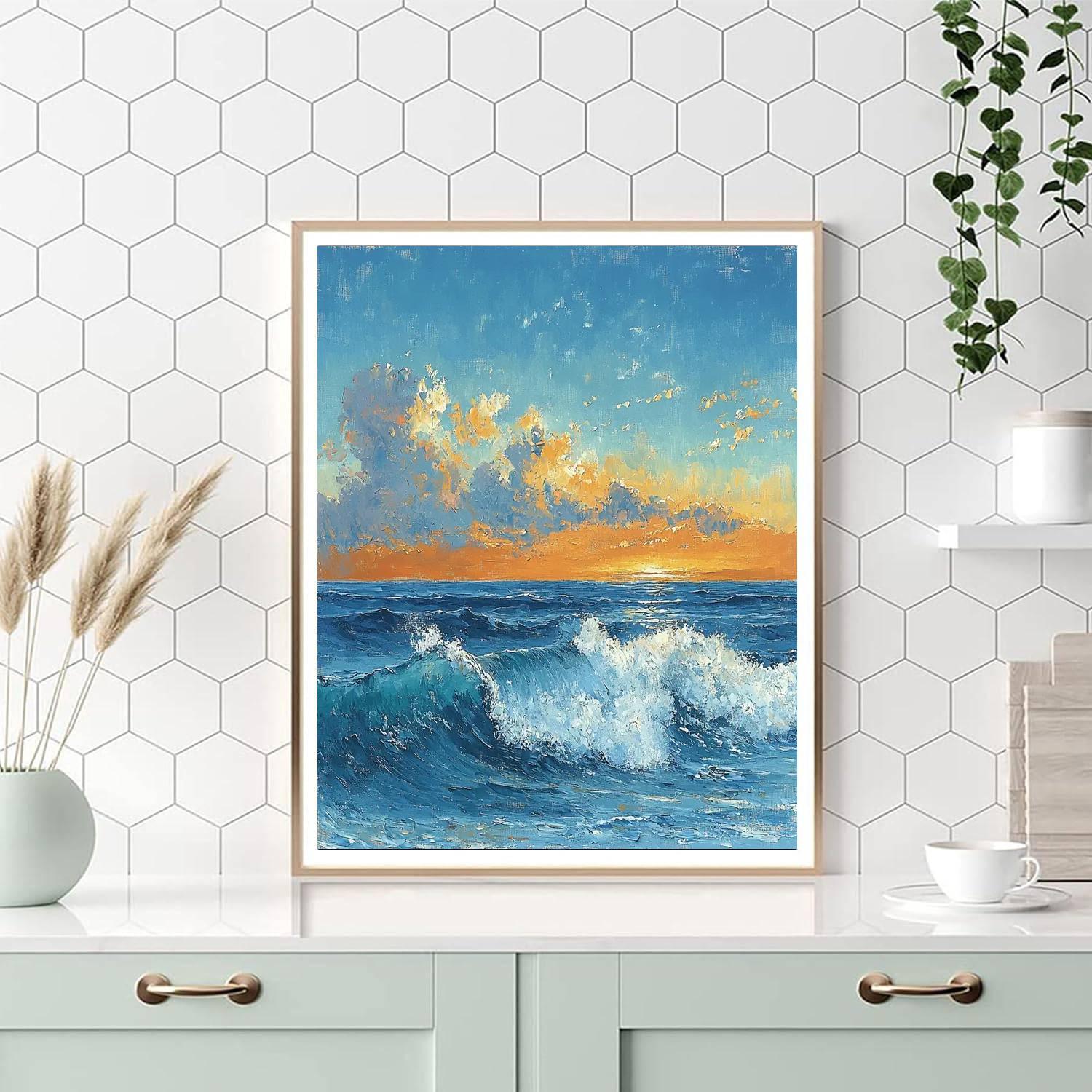 Homer Inspired Dramatic Ocean Horizon  Number Painting