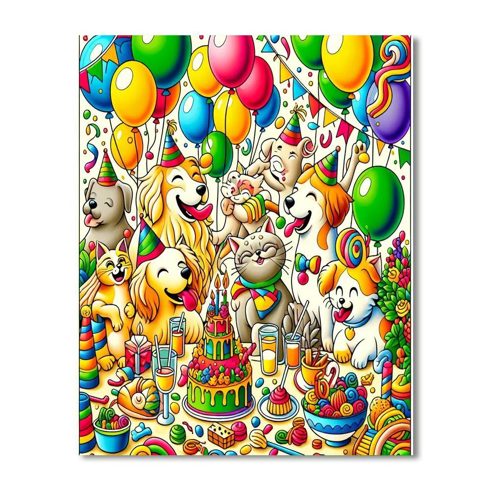 Joyful Pet Party Painting By Numbers Kit
