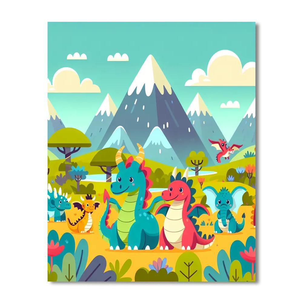 Friendly Dragon Safari Paint By Numbers Art