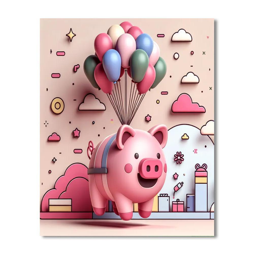 Silly Balloon Pig DIY Paint By Numbers