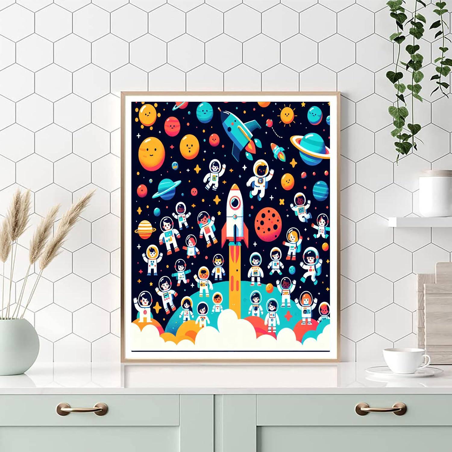 Exploring Space With Rockets Painting By Numbers Kit