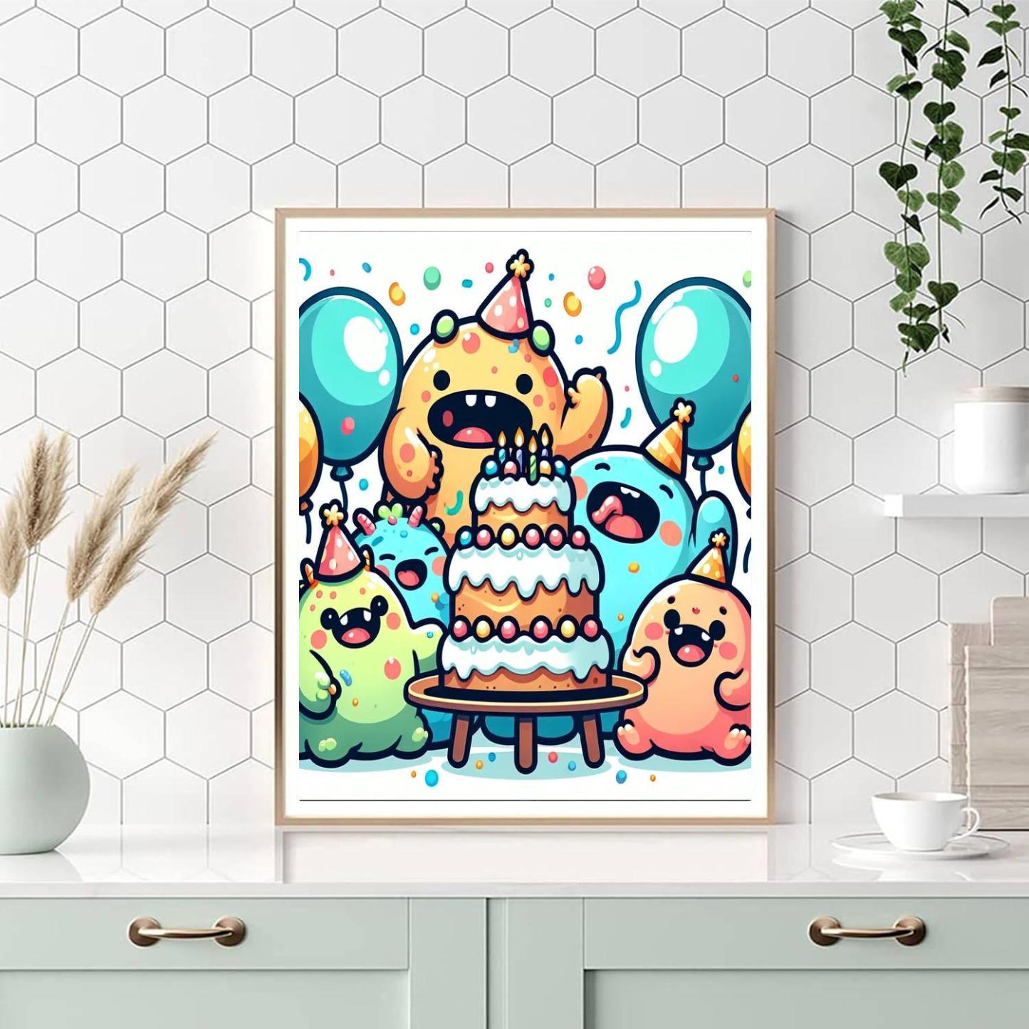 Cute Monster Party DIY Paint By Numbers