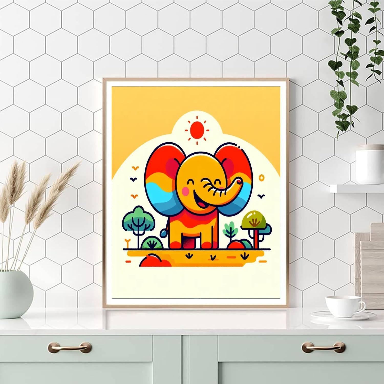 Funky Elephant Safari Numbered Painting Kits