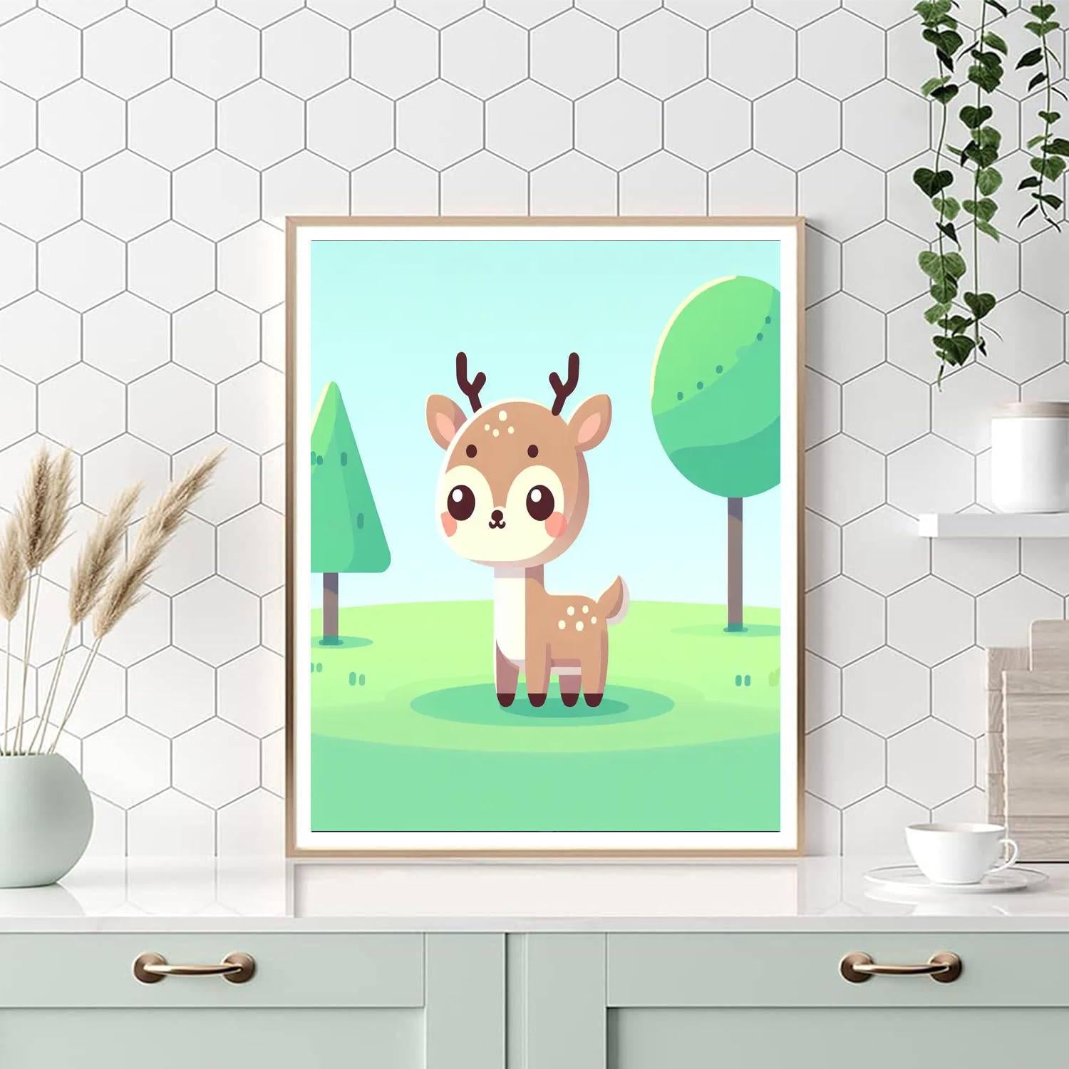 Cute Forest Deer Number Painting