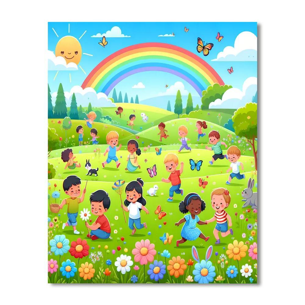 Rainbow Meadow Adventure Painting Number Kit