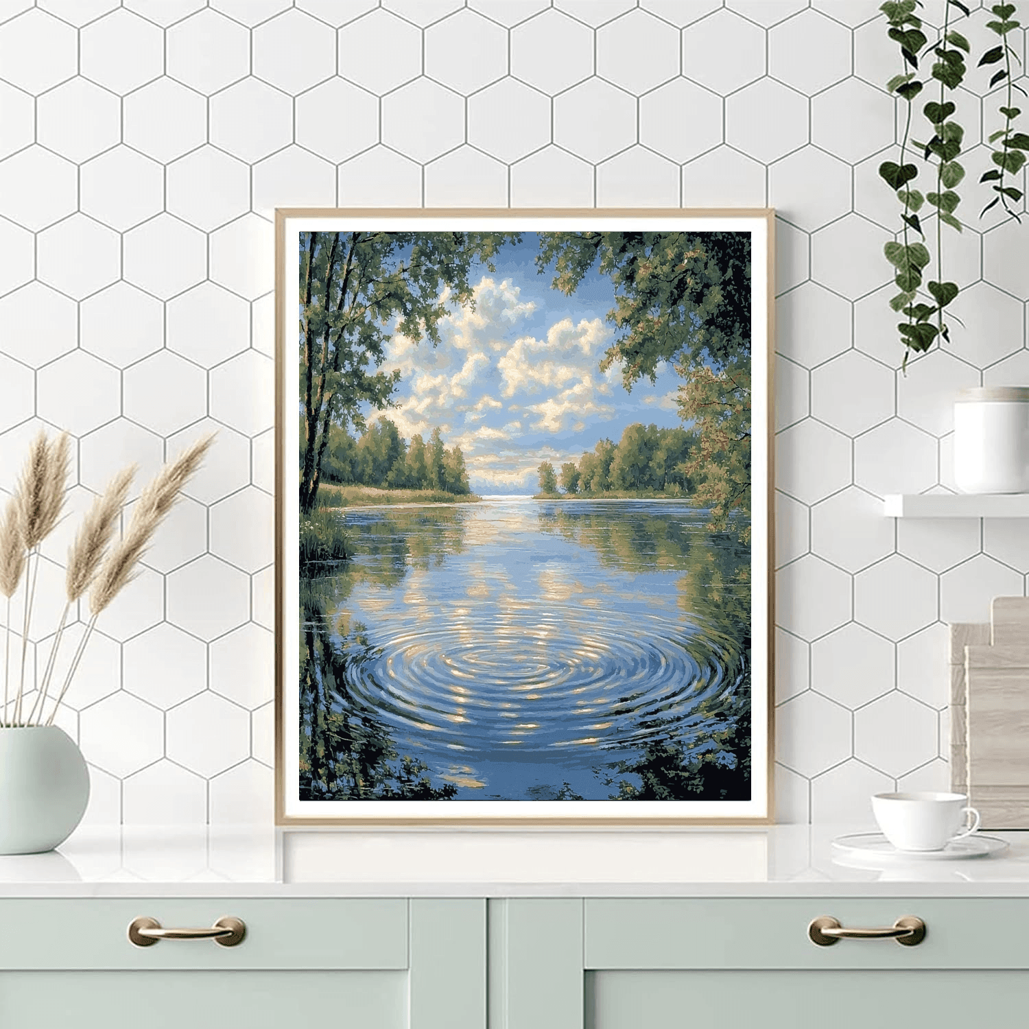 Thomas Kinkade Inspired Reflecting Tranquility  Paint By Numbers