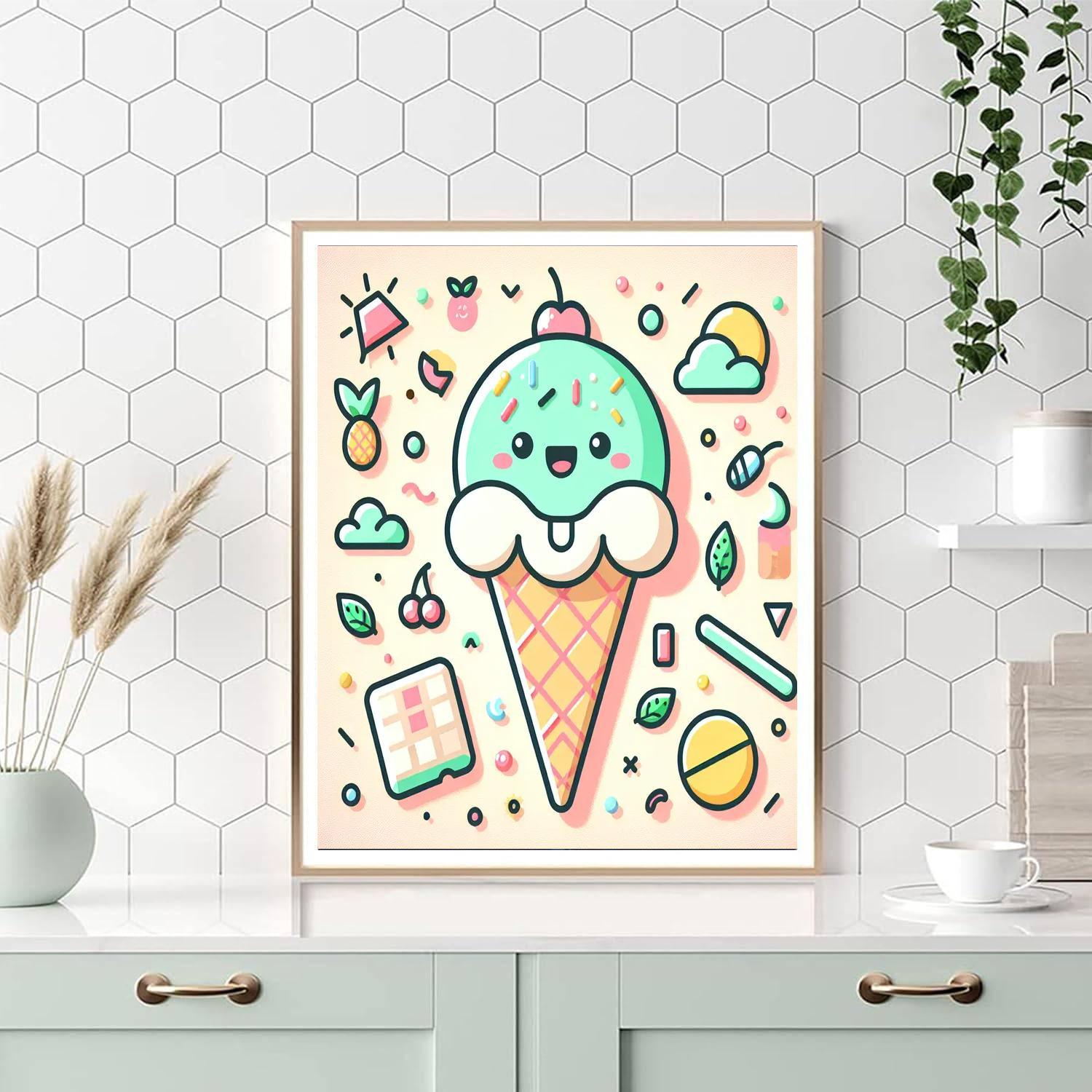 Excited Ice Cream Cone DIY Paint By Numbers