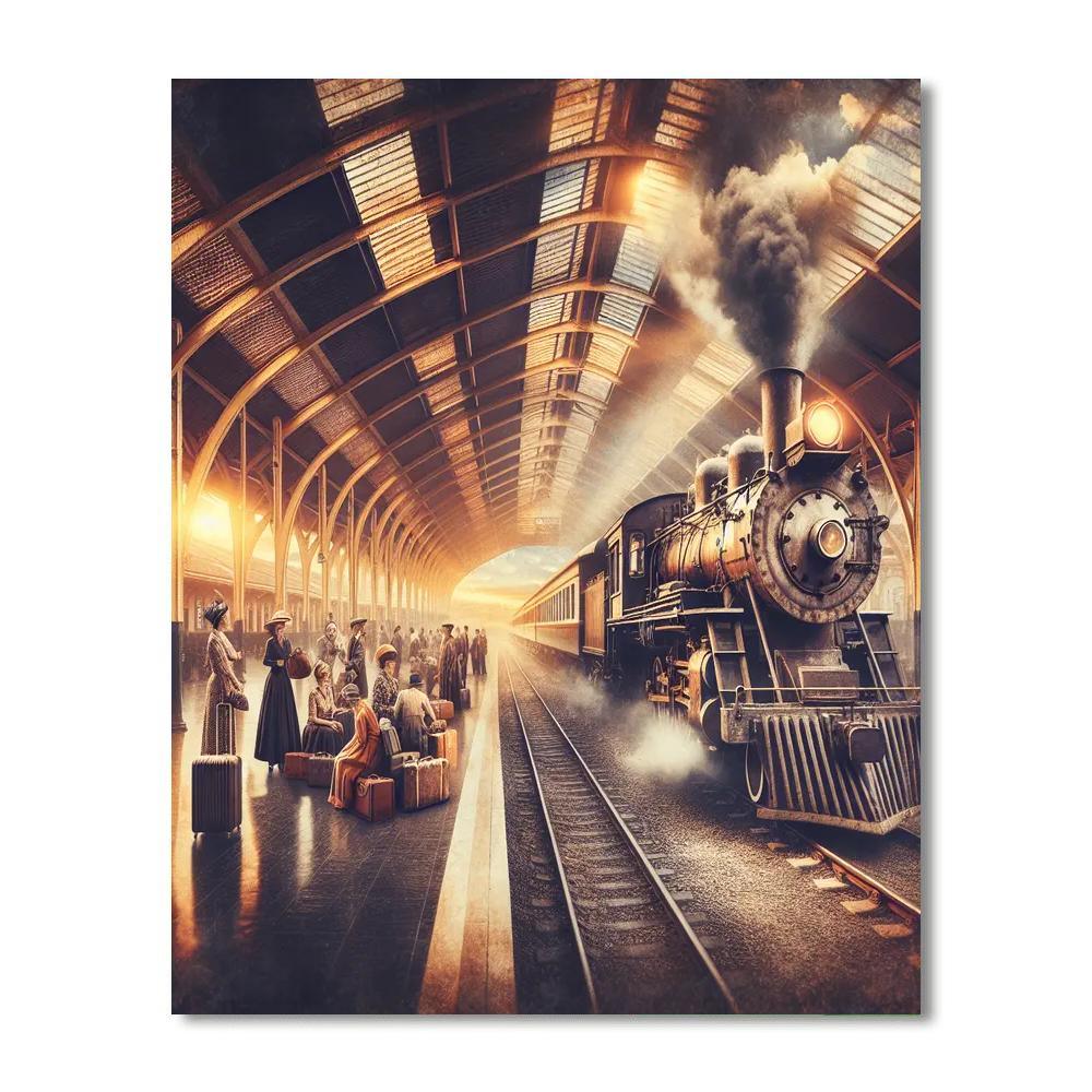 Nostalgic Train Station Painting Number Kit