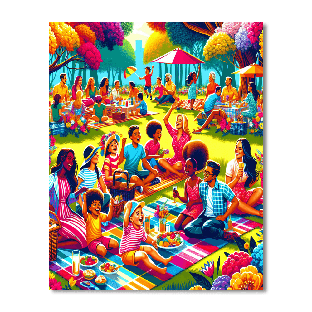Cheerful Picnic In The Park Painting By Numbers Kit