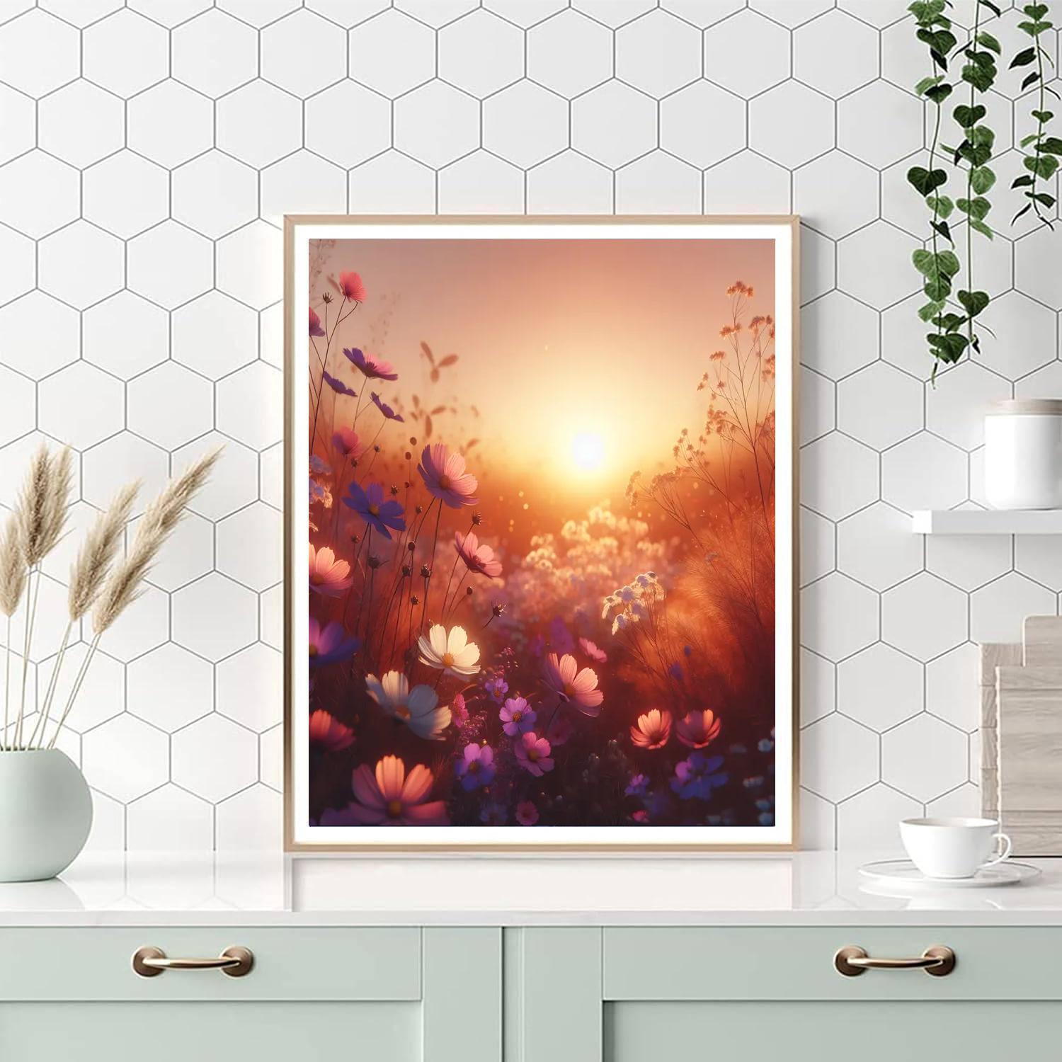 Dreamy Meadow Sunset Numbered Painting Kits