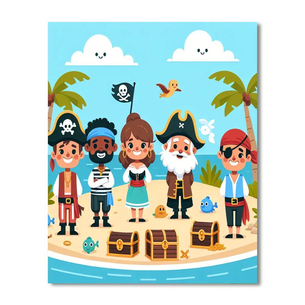 Silly Pirate Treasure Hunt Paint By Numbers Art
