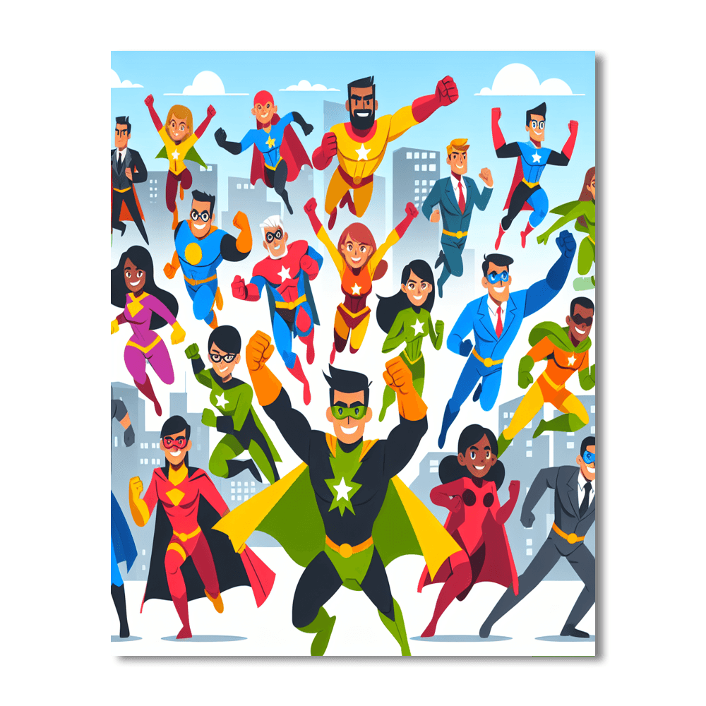 Dynamic Action Heroes Painting Number Kit