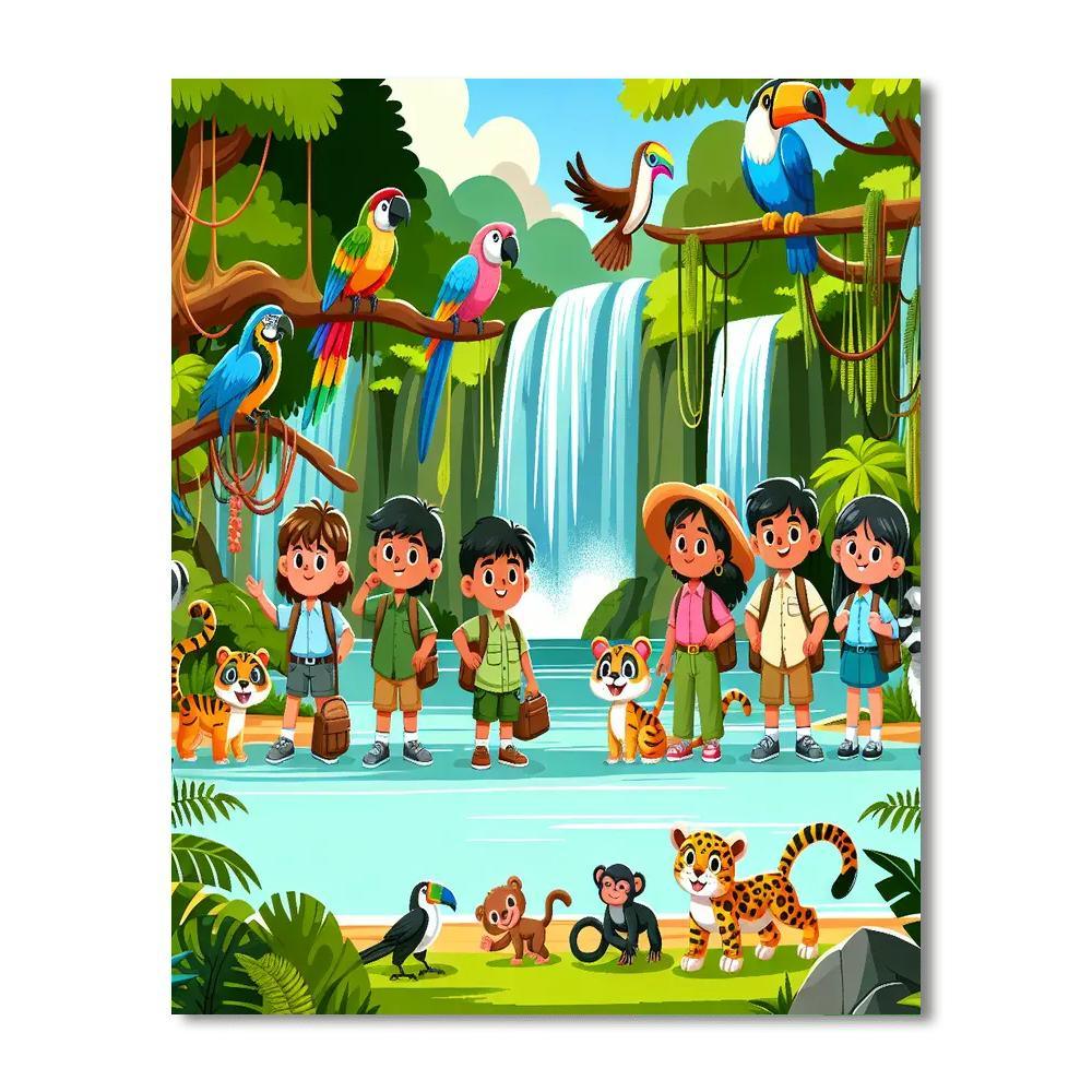 Vibrant Rainforest Safari Painting Number Kit