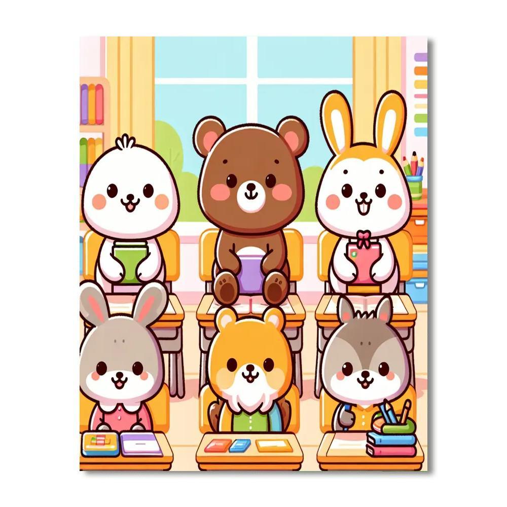 Happy Animal School DIY Paint By Numbers