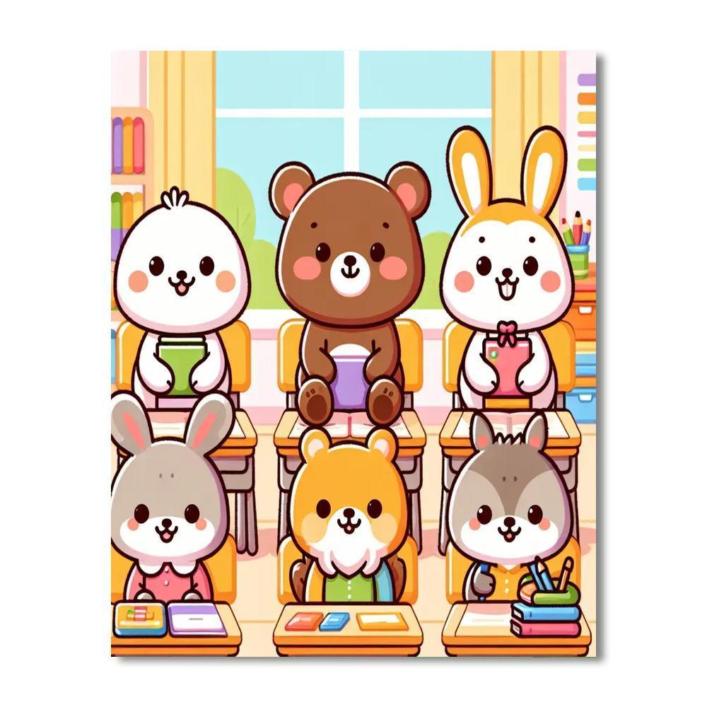 Happy Animal School DIY Paint By Numbers