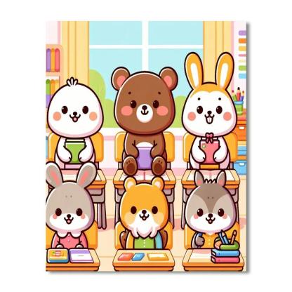 Happy Animal School DIY Paint By Numbers