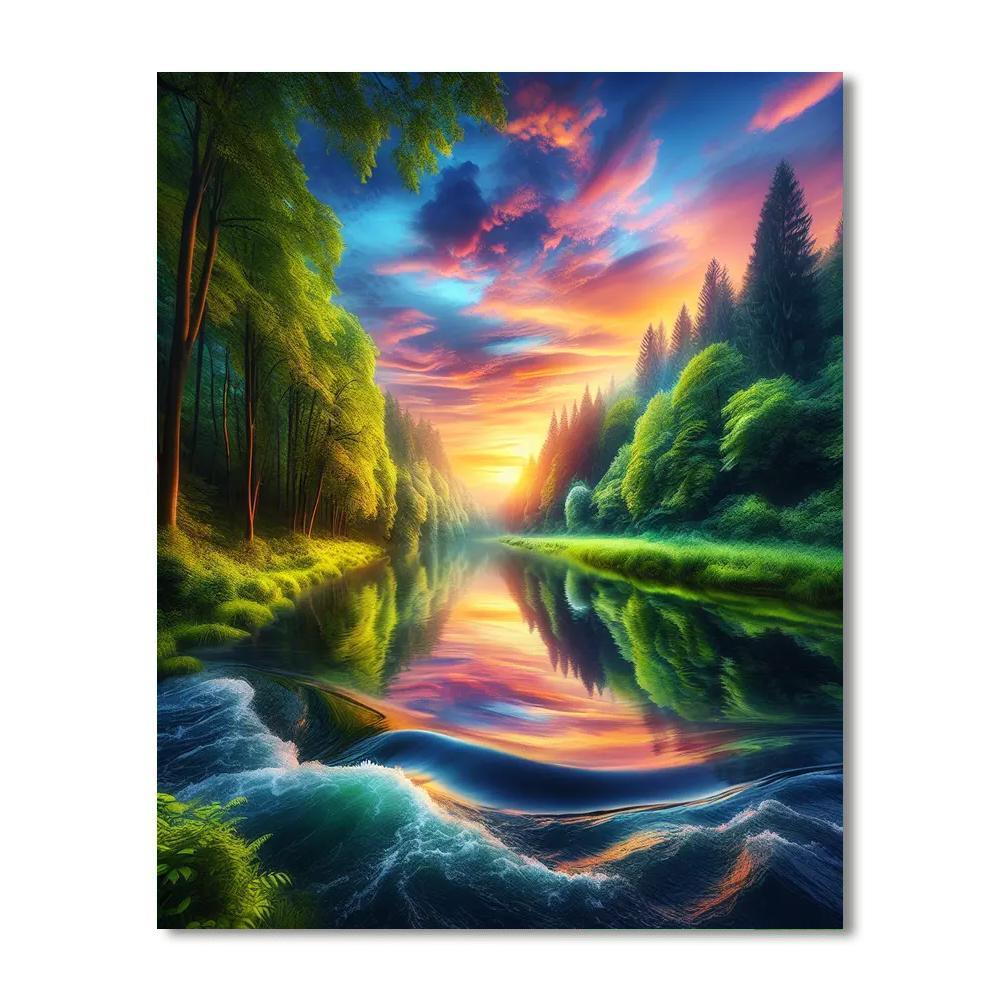 Mystical Riverbend Reflection DIY Paint By Numbers
