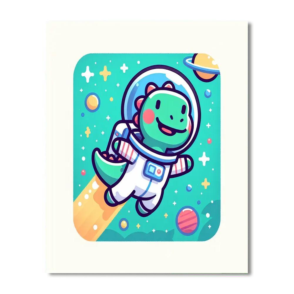 Space Dinosaur's Cosmic Voyage Paint By Color