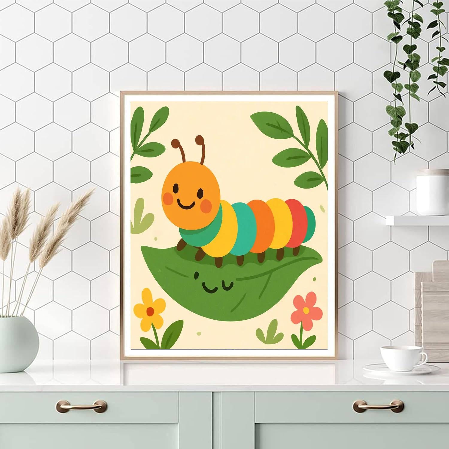 Colorful Caterpillar Crew Paint By Numbers Art