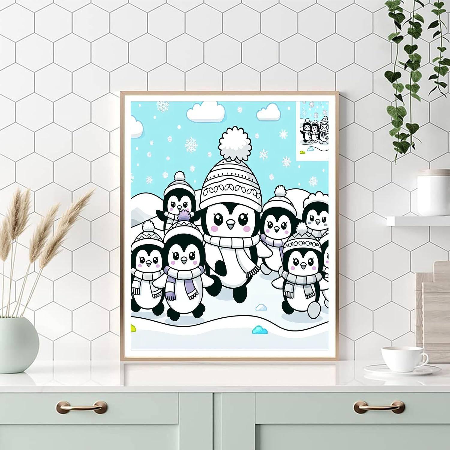 Silly Penguin Parade Paint By Numbers Art