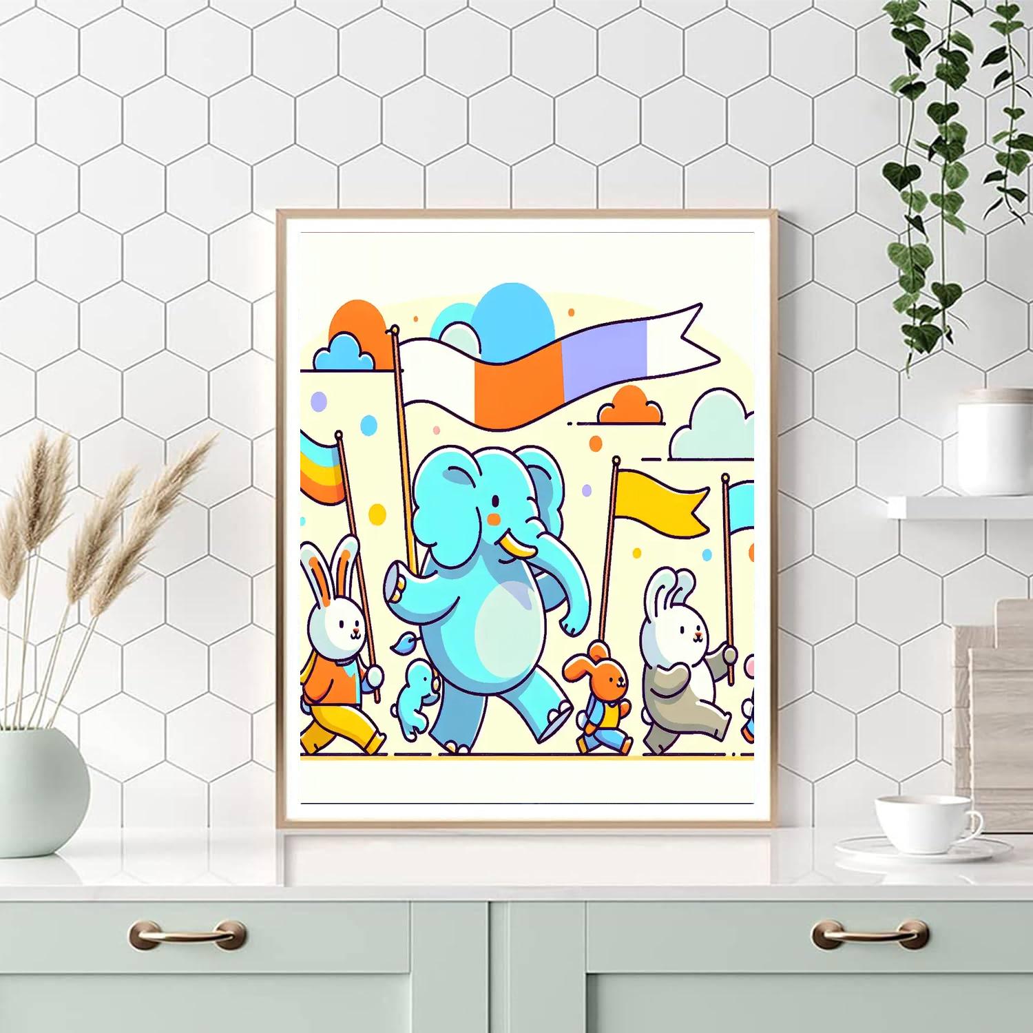 Animal Friends On Parade Paint By Numbers Art