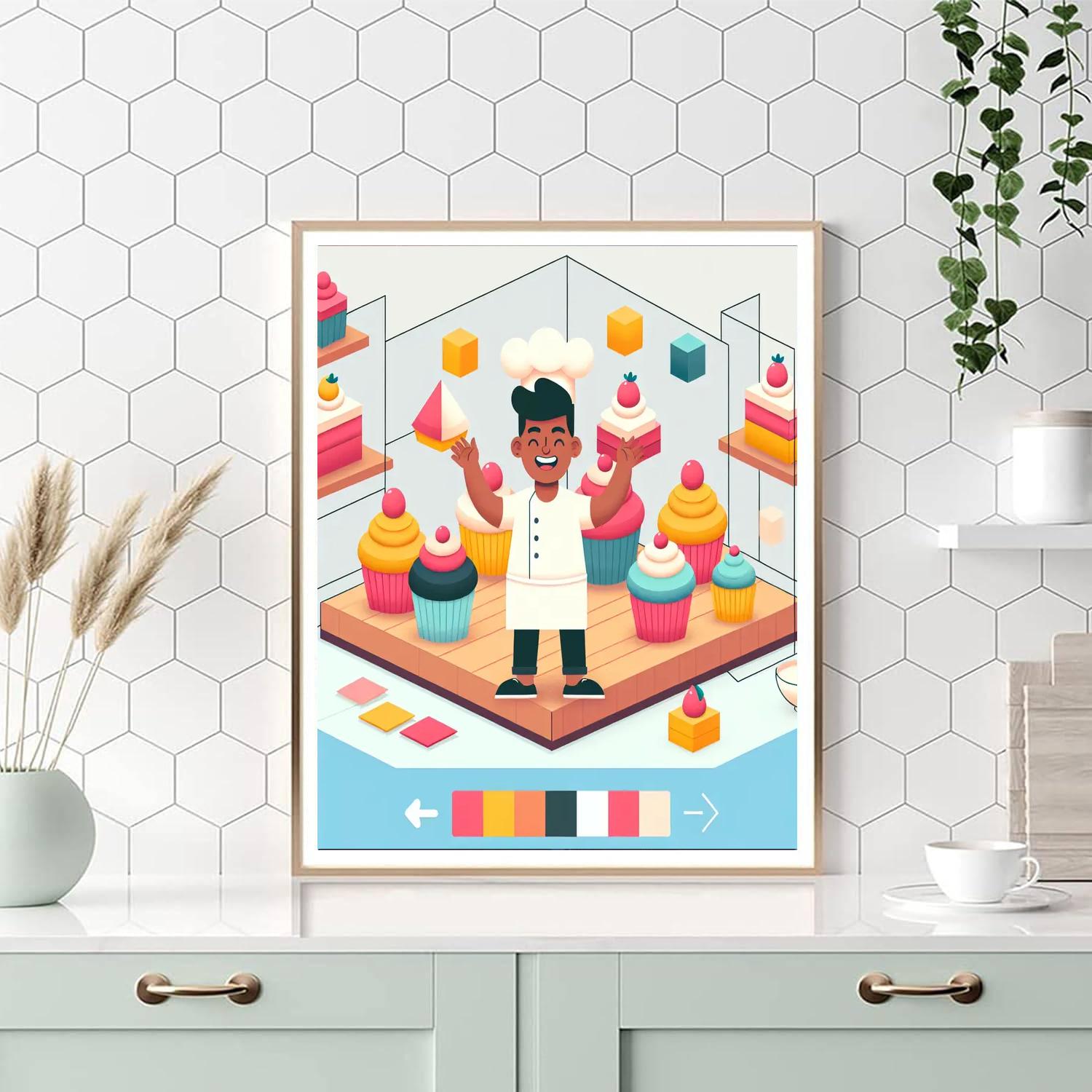 Cute Cupcake Bakery DIY Paint By Numbers