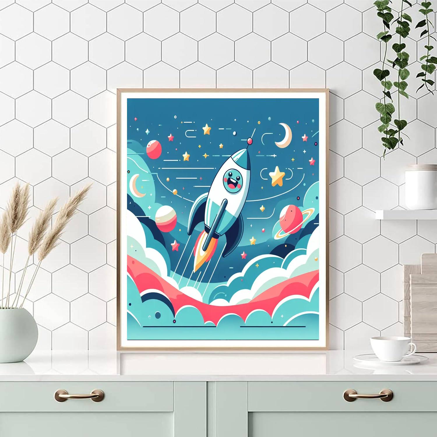 Fun Space Rocket DIY Paint By Numbers