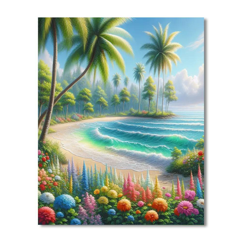 Serene Tropical Oasis Painting By Numbers Kit