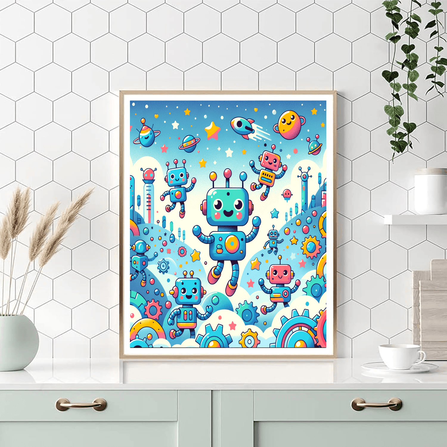 Whimsical Robot Adventures Painting By Numbers Kit