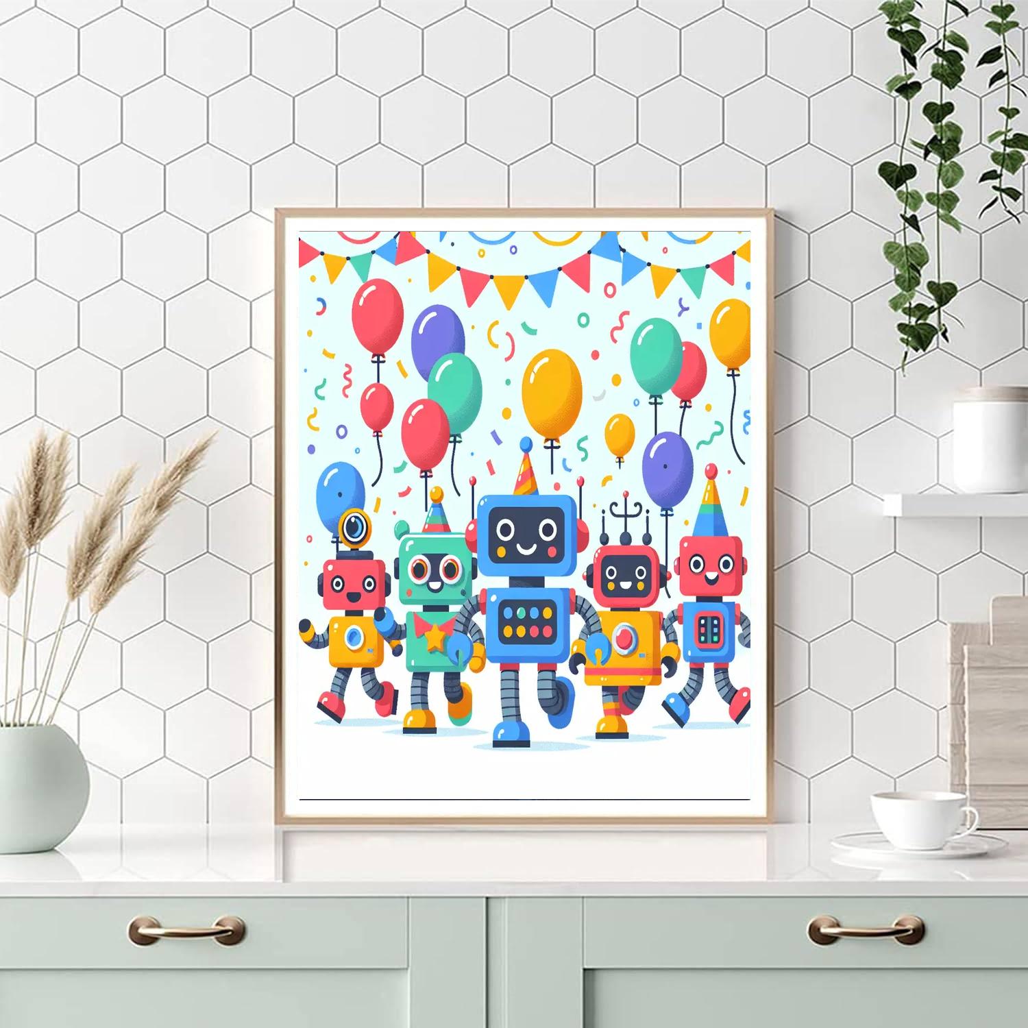 Happy Robot Parade Paint By Number