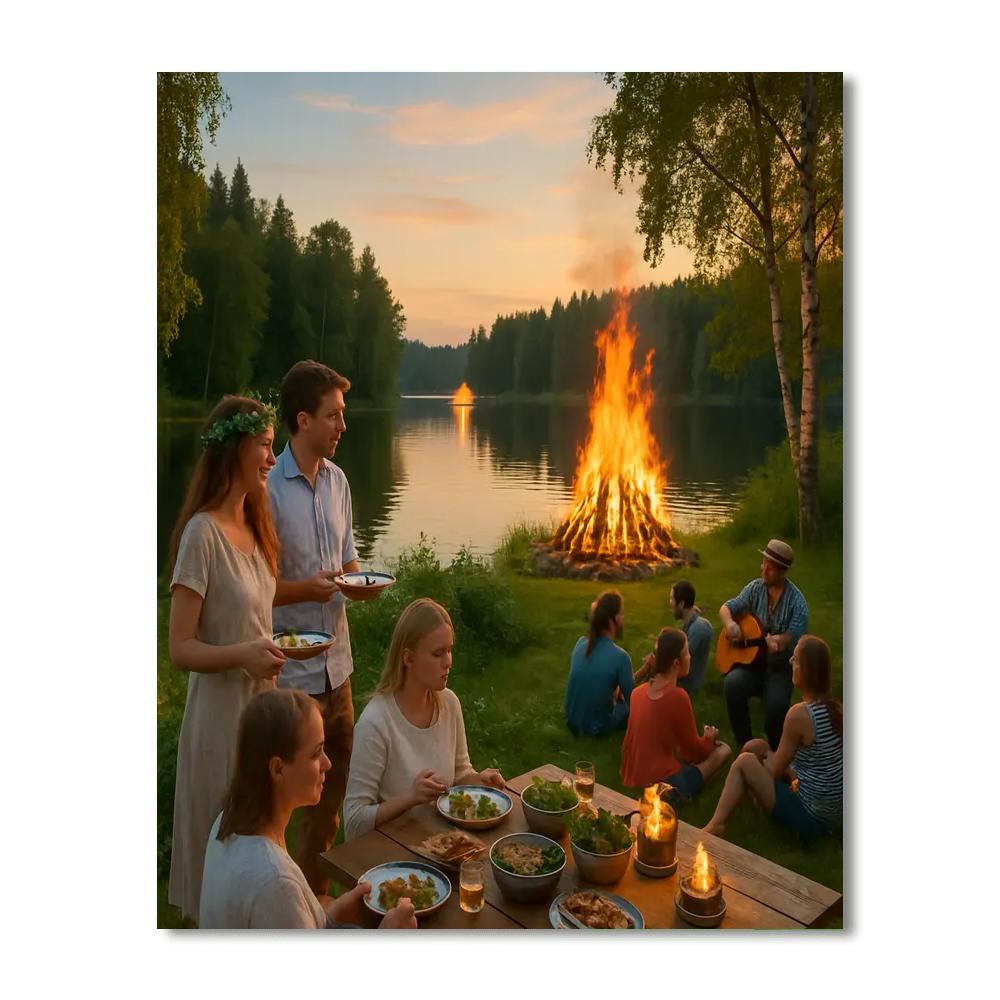 Midsummer Celebration In Finland Numbered Painting Kits