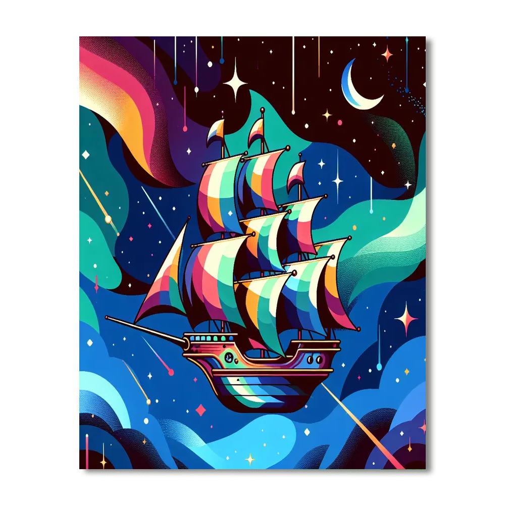Galactic Pirate Ship Painting By Numbers Kit
